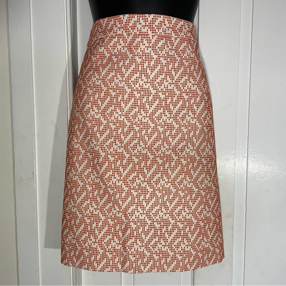 J CREW White and Orange Skirt